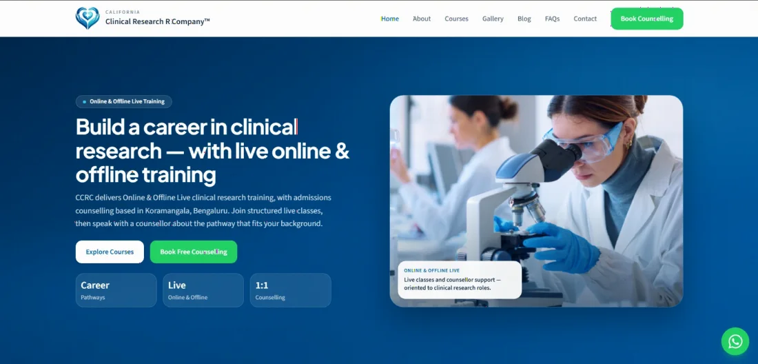California Clinical Research R Company™ website home page