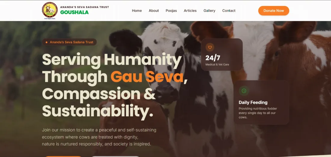 Anandas Goushala website home page