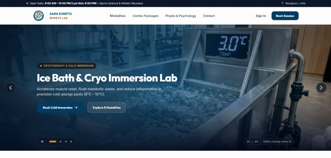 Sara Kinetic Sports Lab website home page