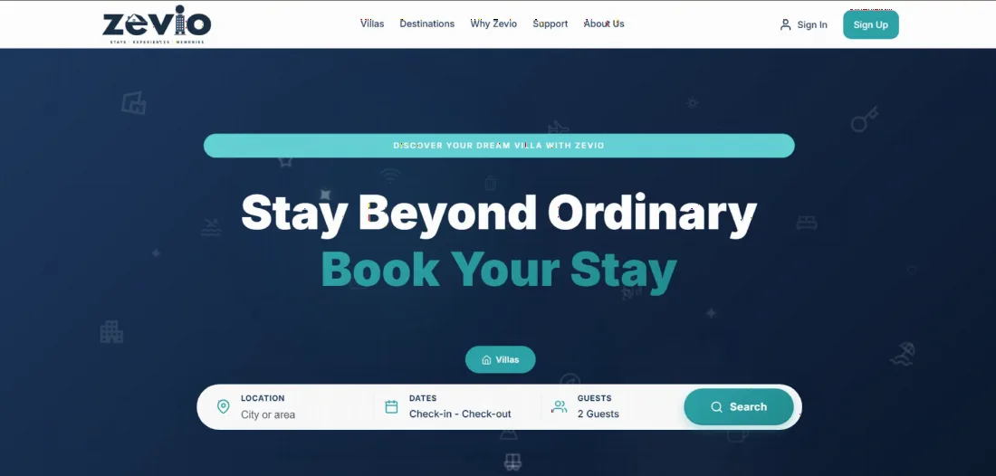 Zevio website home page